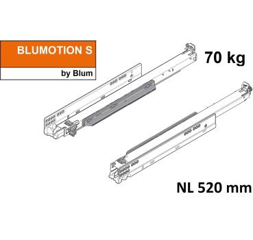 MOVENTO mit BLUMOTION S, Vollauszug für Holzschubkasten, 70 kg, NL=520mm, ohne Kupplungen, für TIP-ON-Blumotion, 766H5200S